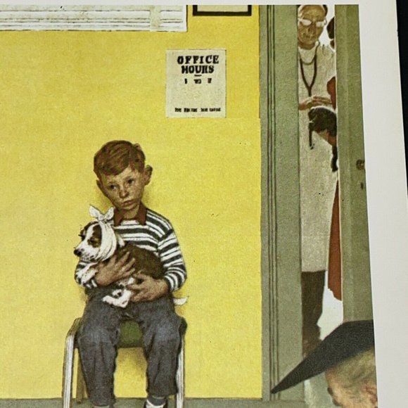Norman Rockwell At The Vet’s Office Lithograph Waiting for the Vet 8” x 10” - Picture 5 of 8